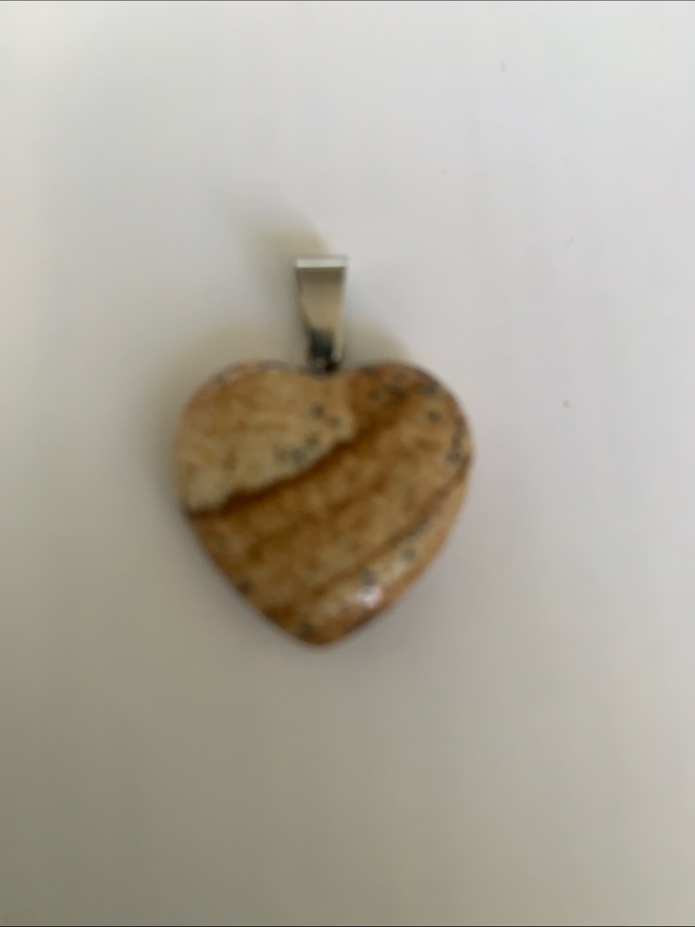 Natural Beige Heart Stone Pendant Necklace